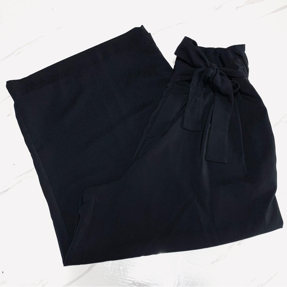 Zara Women’s Like New Black Square Tie Front Ribbon Pants Size Small - Picture 5 of 16